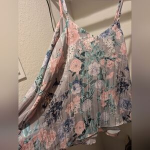 torrid Floral Satin Camisole in Pink, Green & Blue